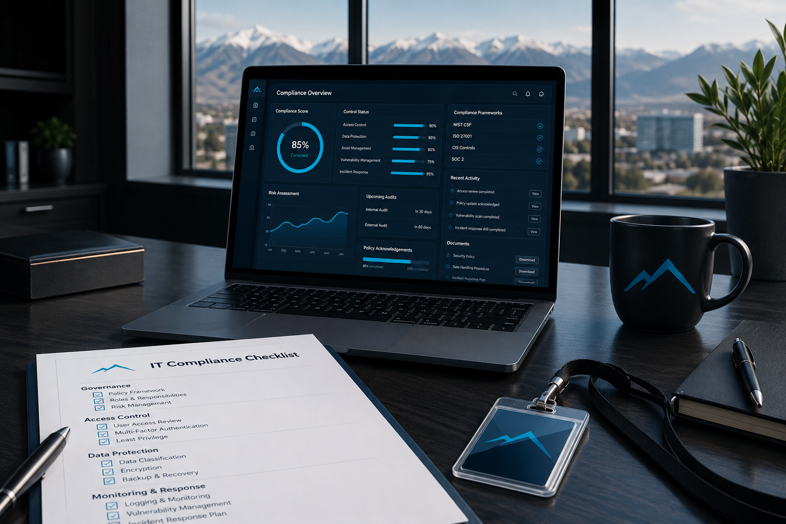 Compliance and cybersecurity workstation for Sierra Miles IT services in Northern Nevada